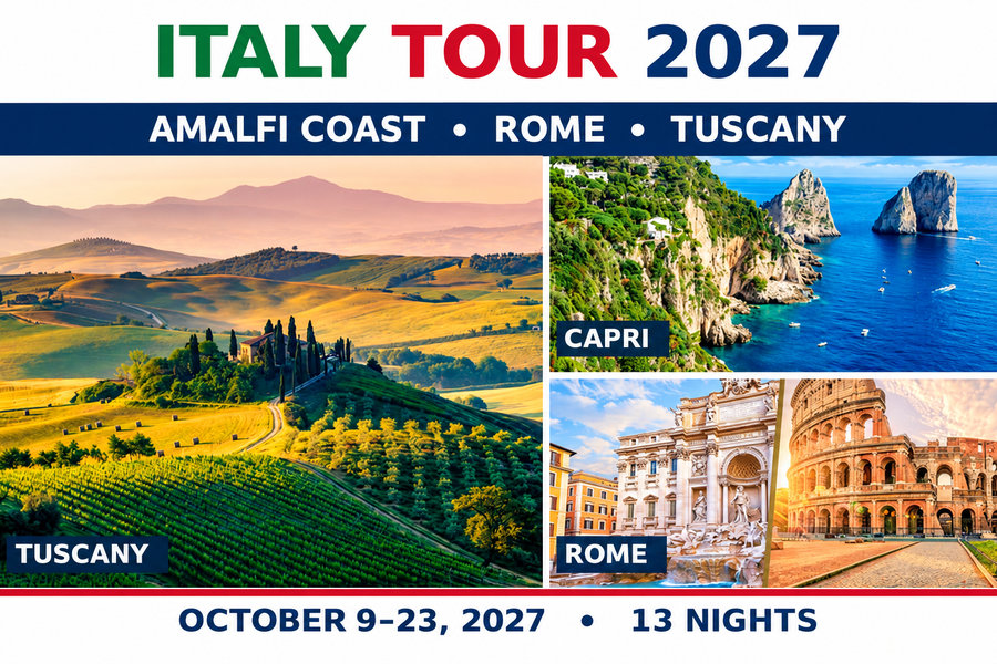 Italy: Amalfi, Rome & Tuscany October 9-23, 2027